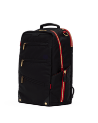 Eden-Backpack-Black-Nylon-G-Red-Zip-Front-View