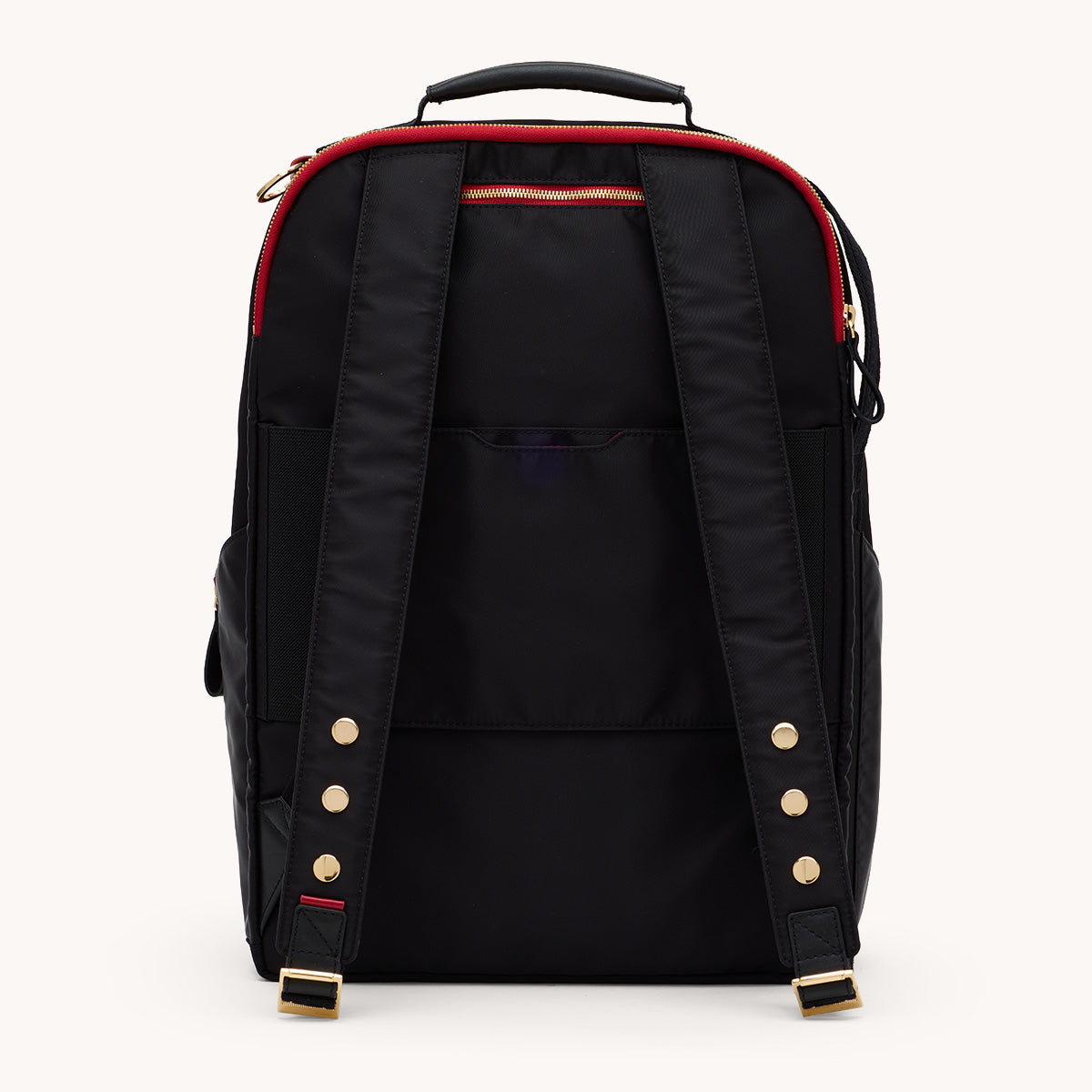 Eden-Backpack-Black-Nylon-G-Red-Zip-Back-View
