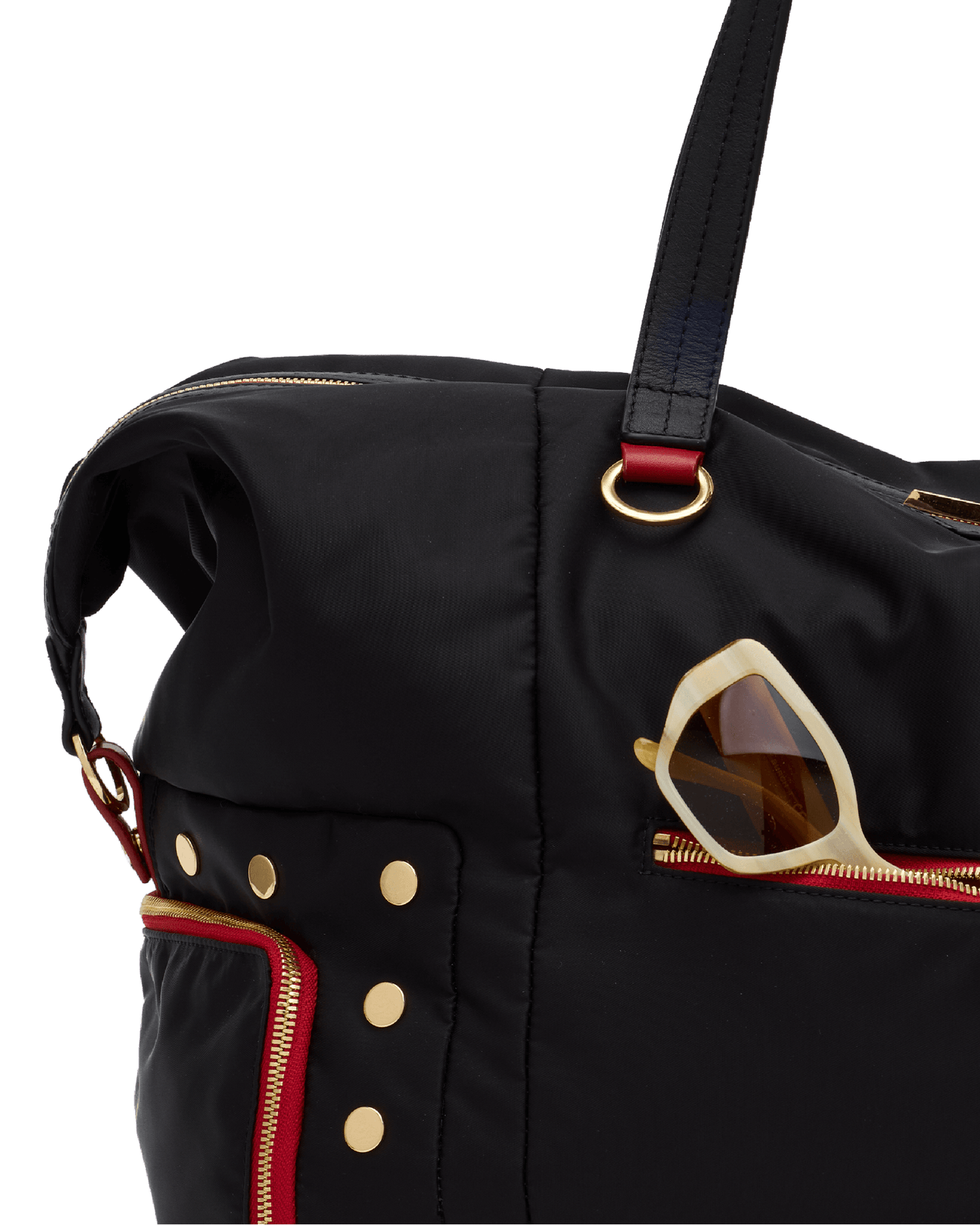 Ivy-Weekender-Black-Nylon-G-Red-Zip-Front-View-Detail