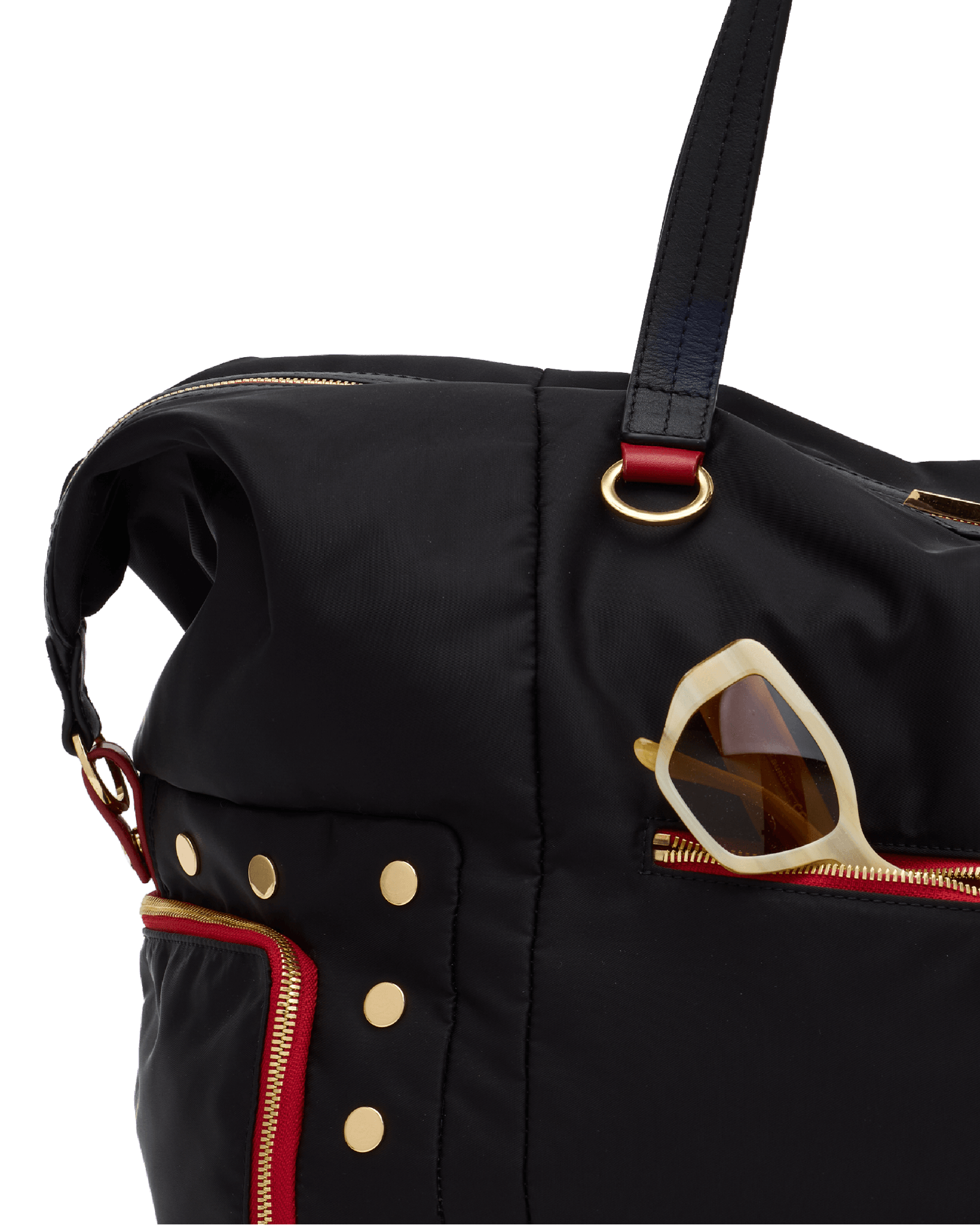 Ivy-Weekender-Black-Nylon-G-Red-Zip-Front-View-Detail