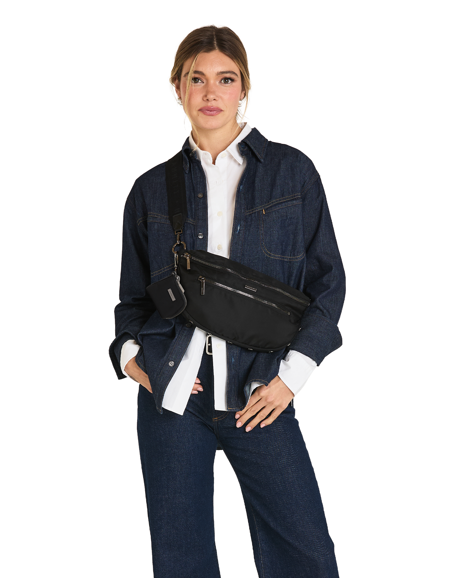 Charles-Crossbody-Lrg-Black-Nylon-GM-Model-View-2