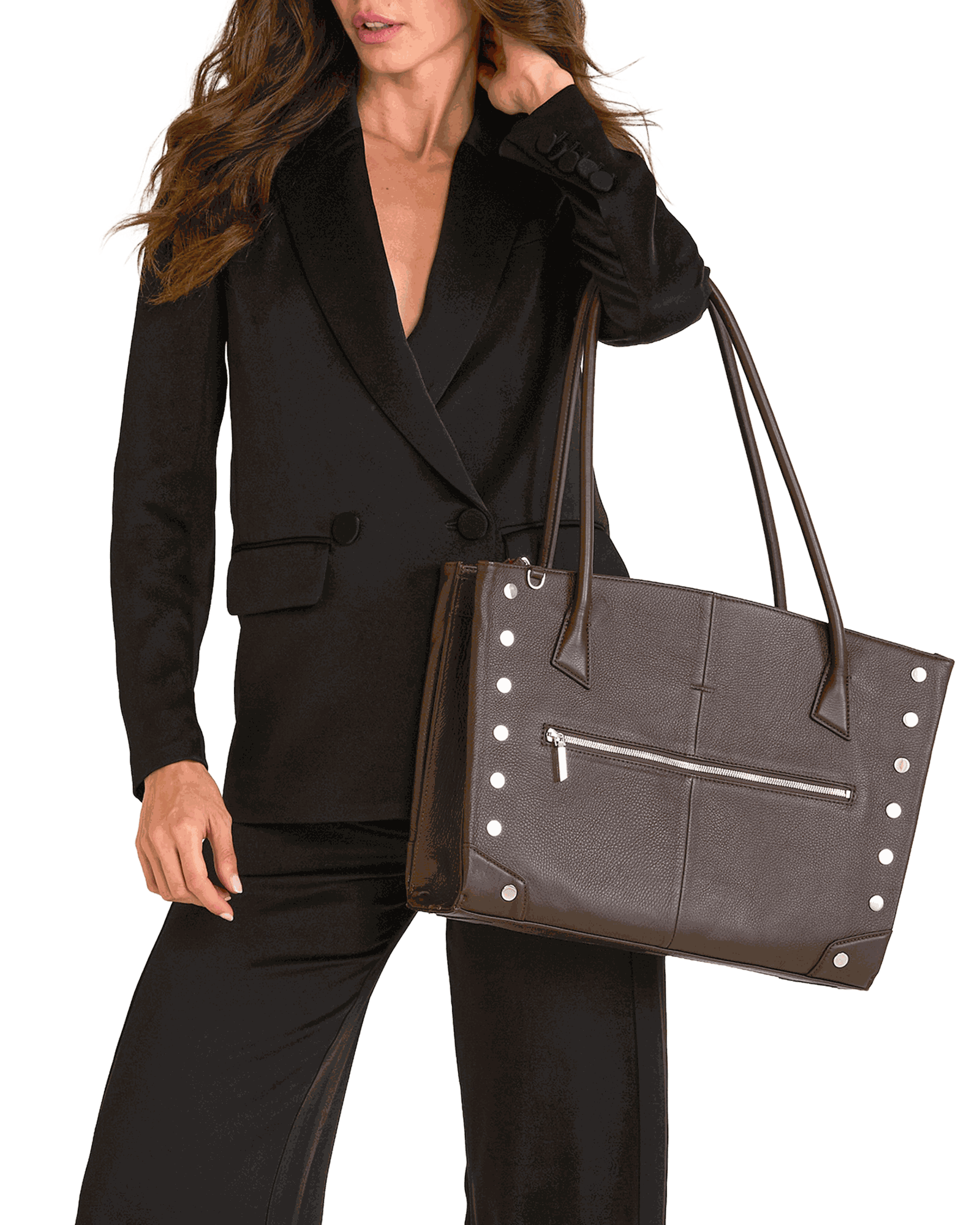 Elle-Work-Carry-Espresso-Pebble-S-Model-View