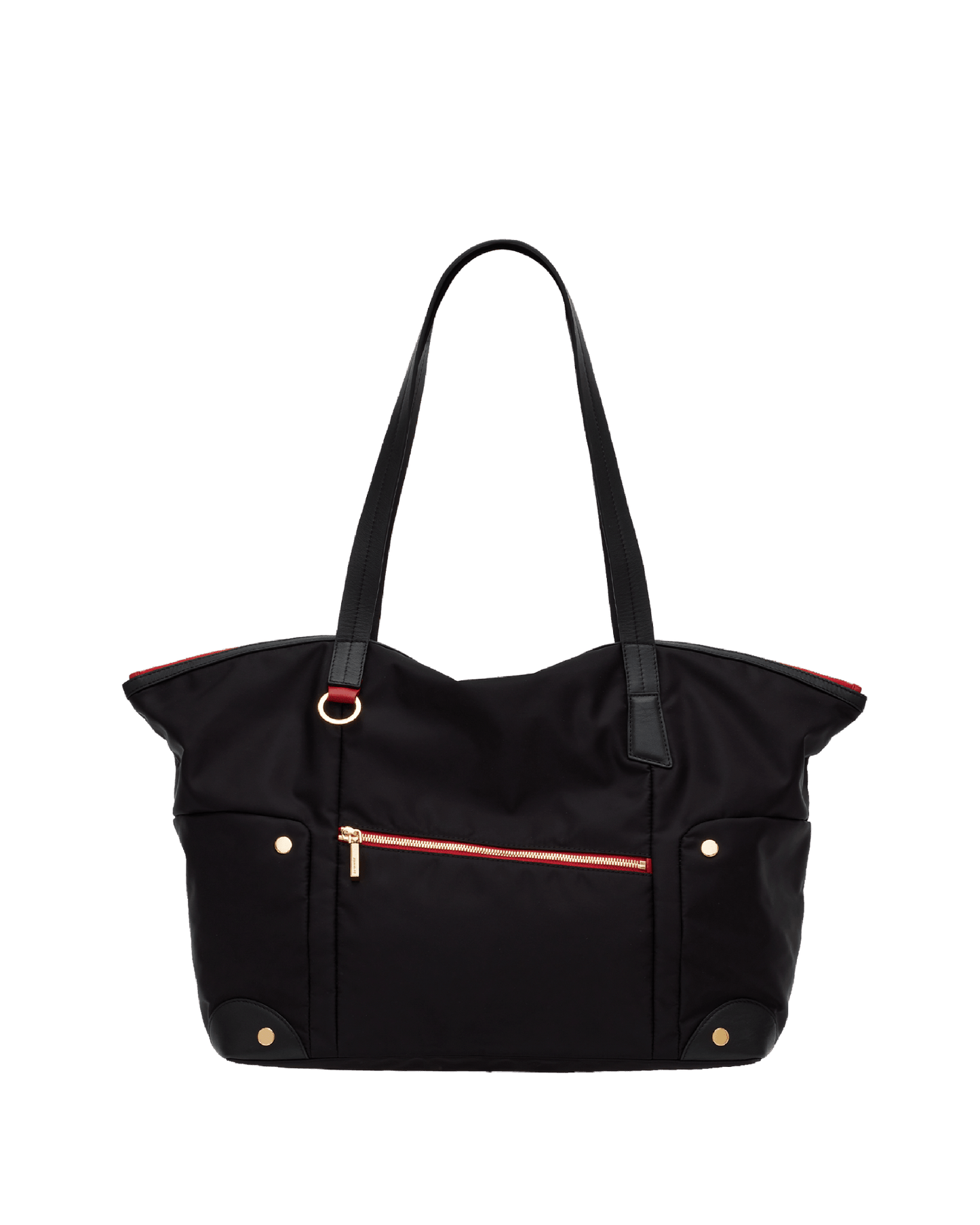 Zoe-Tote-Black-Nylon-G-Red-Zip-Detail-View