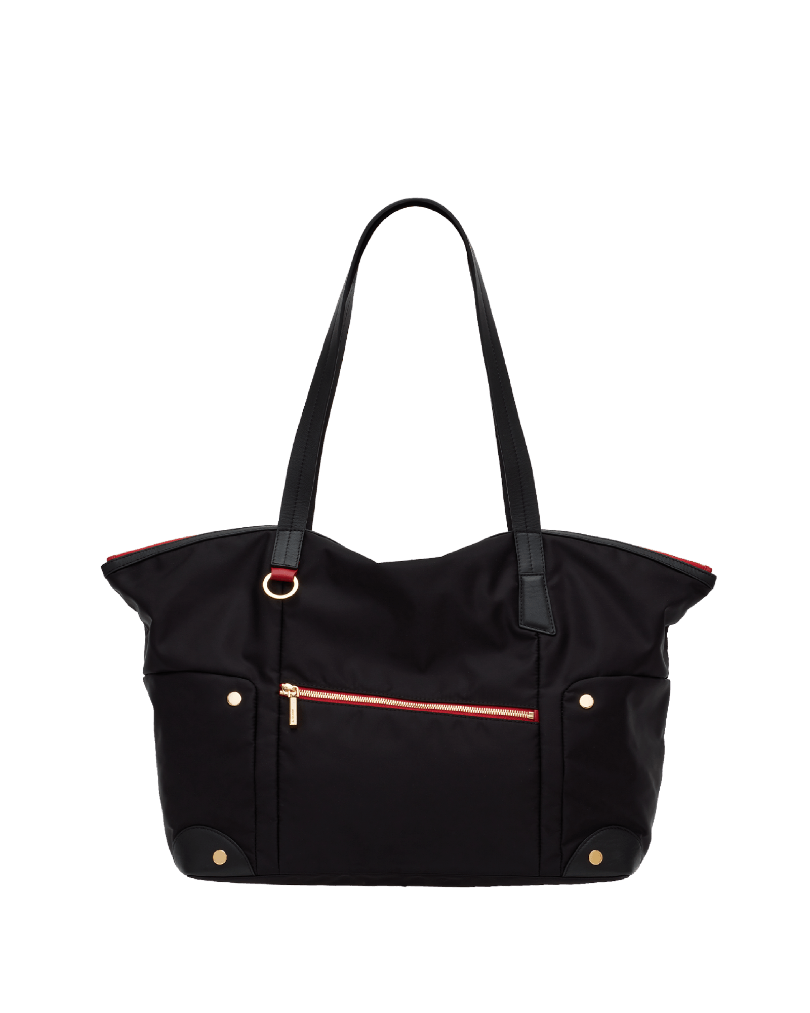 Zoe-Tote-Black-Nylon-G-Red-Zip-Detail-View