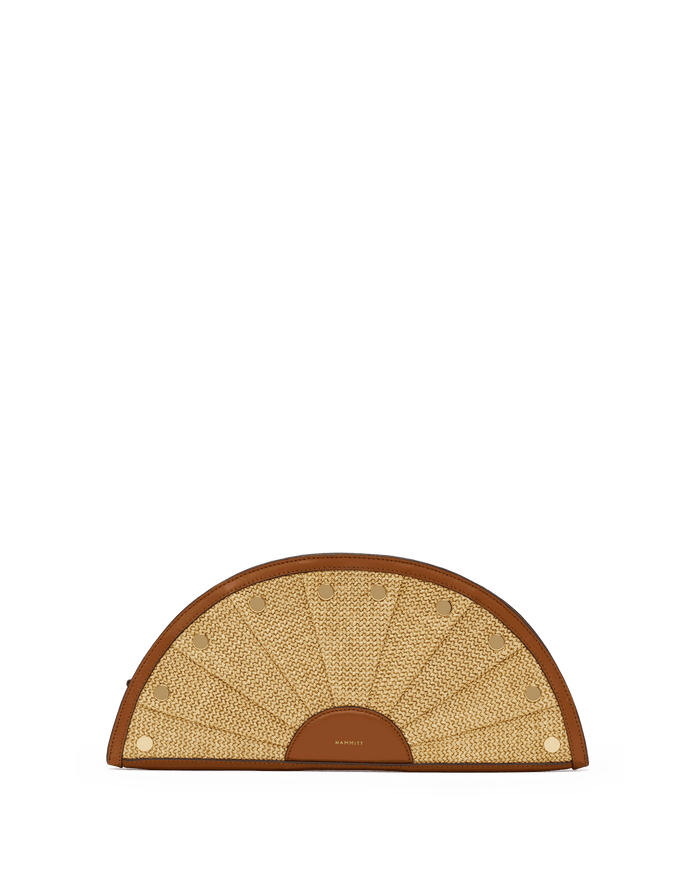 Shelley Clutch | Cocoa Raffia/Gold