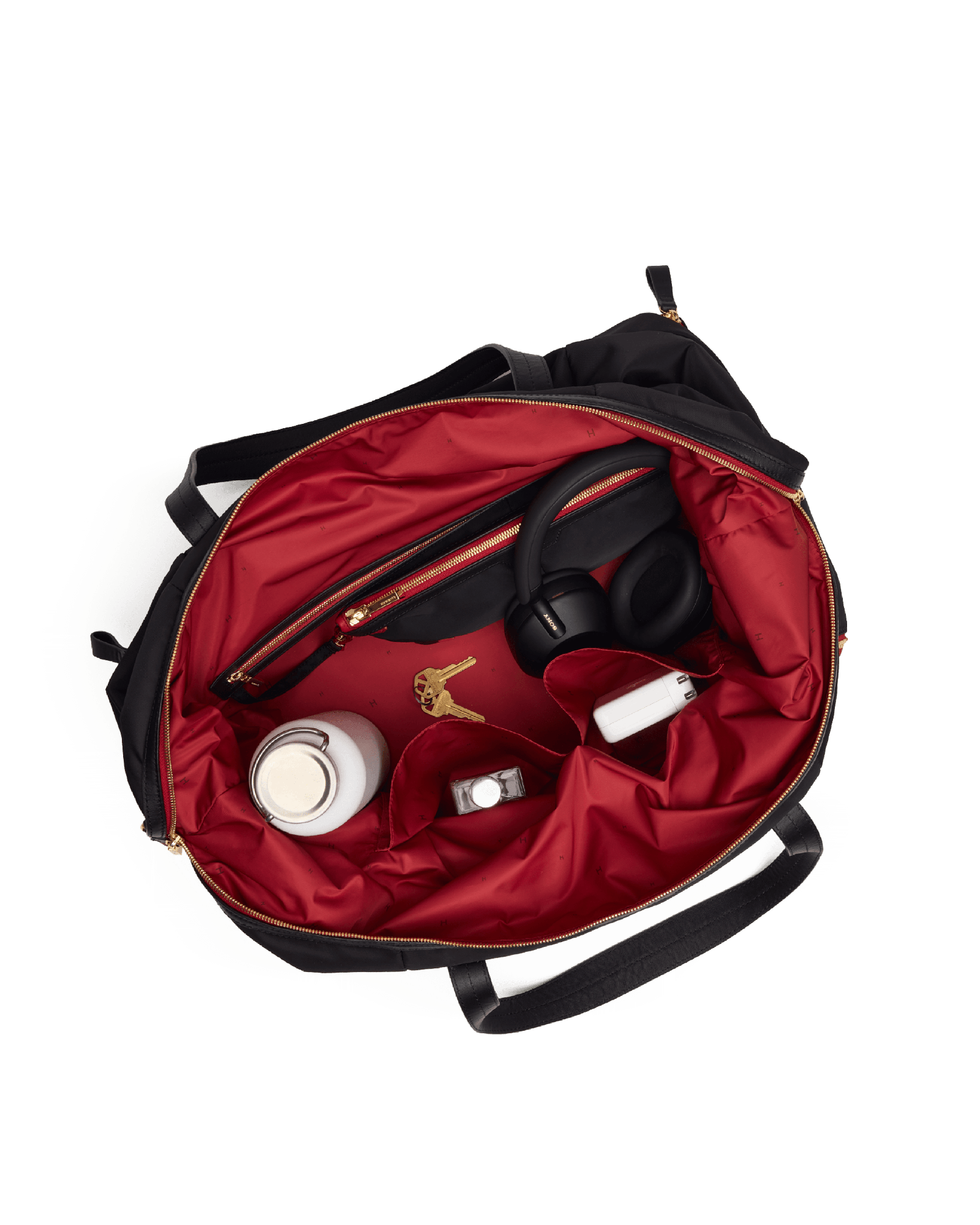 Ivy-Weekender-Black-Nylon-G-Red-Zip-Inside-View