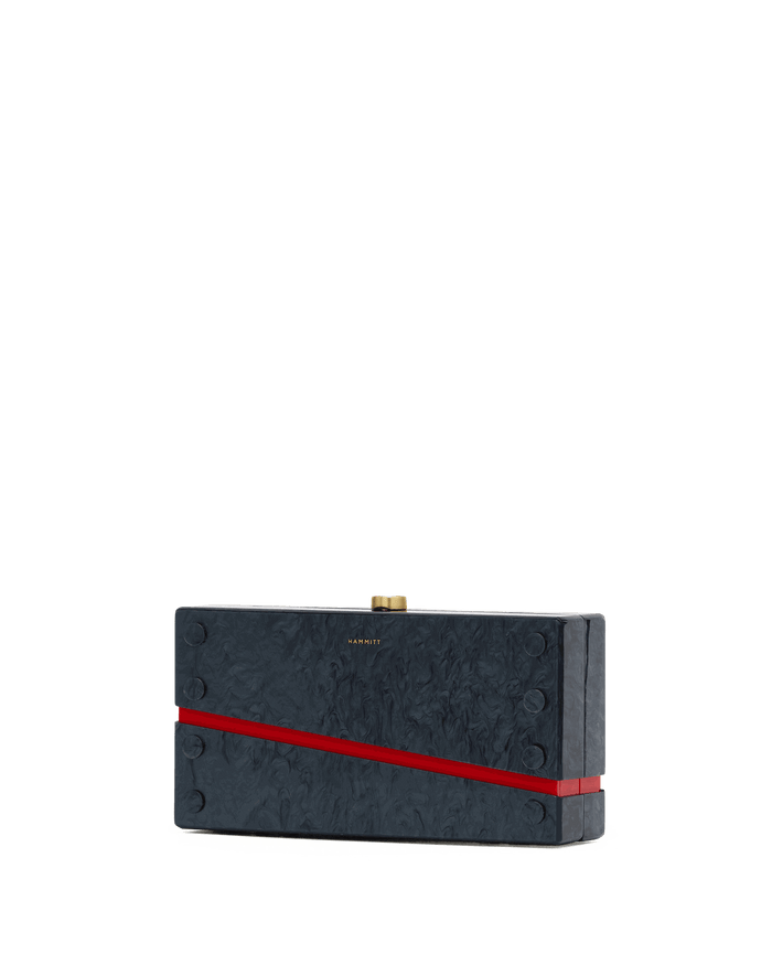 Soiree Clutch | Carrara Black/Brushed Gold | Med
