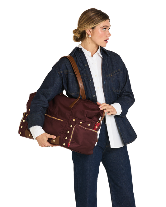 Ivy-Weekender-Wine-Nylon-G-Model-View