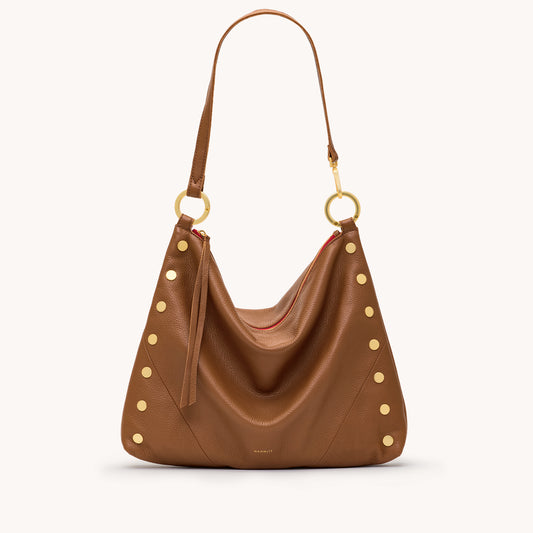 Kyle-Lrg-Mahogany-Pebble-BG-Red-Zip-Front-View