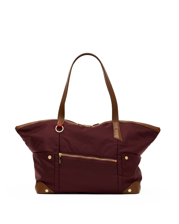 Zoe Tote | Wine Nylon/Gold