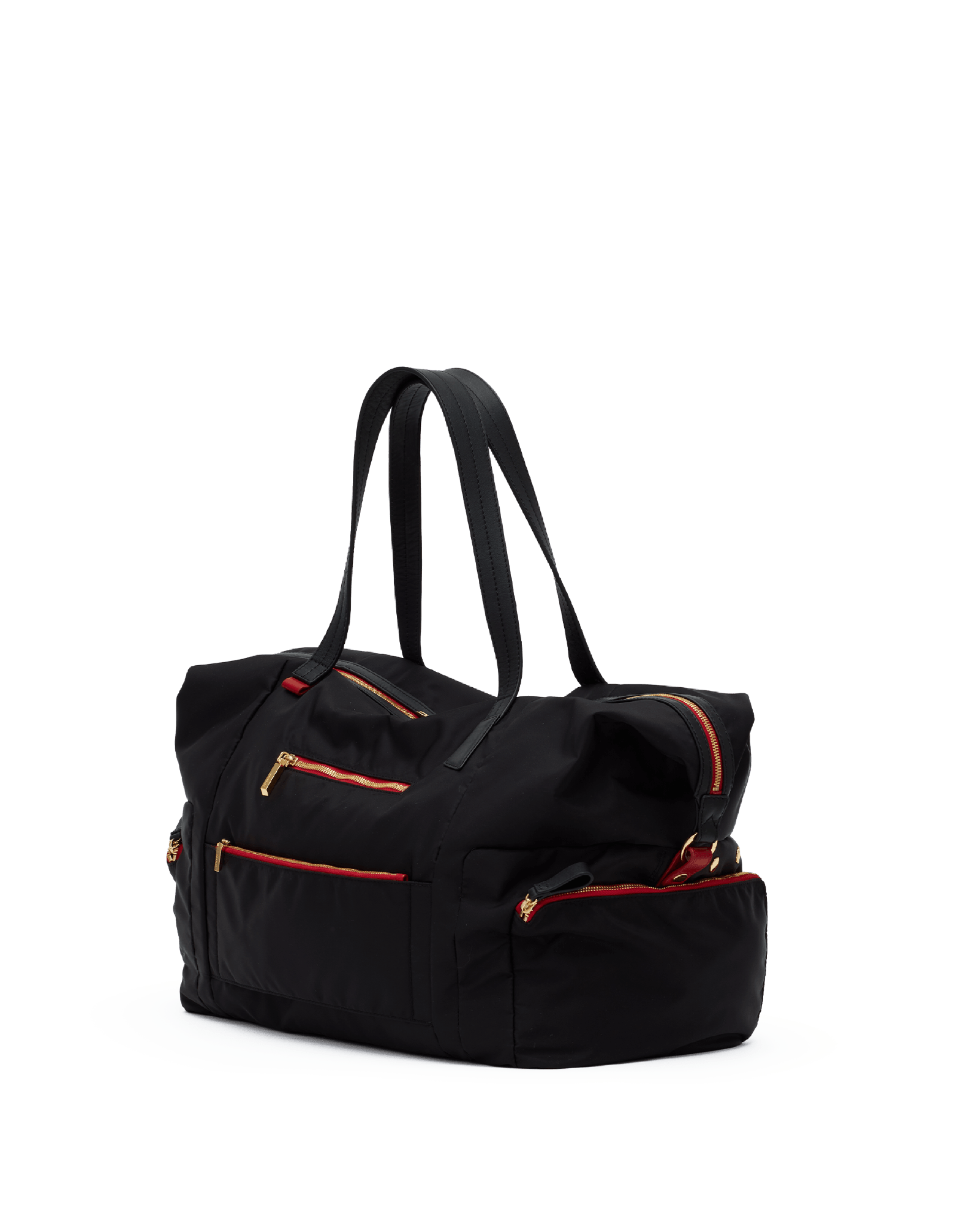 Ivy-Weekender-Black-Nylon-G-Red-Zip-Back-View