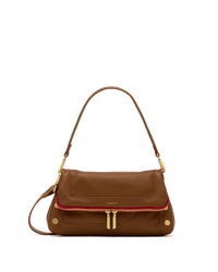 Beverly-Med-Mahogany-Pebble-BG-Red-Zip-Front-View