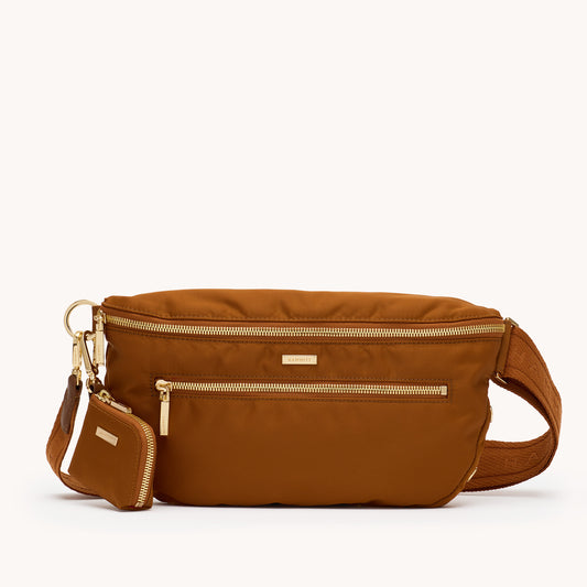 Charles-Crossbody-Lrg-Amber-Nylon-G-Front-View