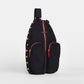 Courtside-Sling-Black-BG-Red-Zip-Front-View