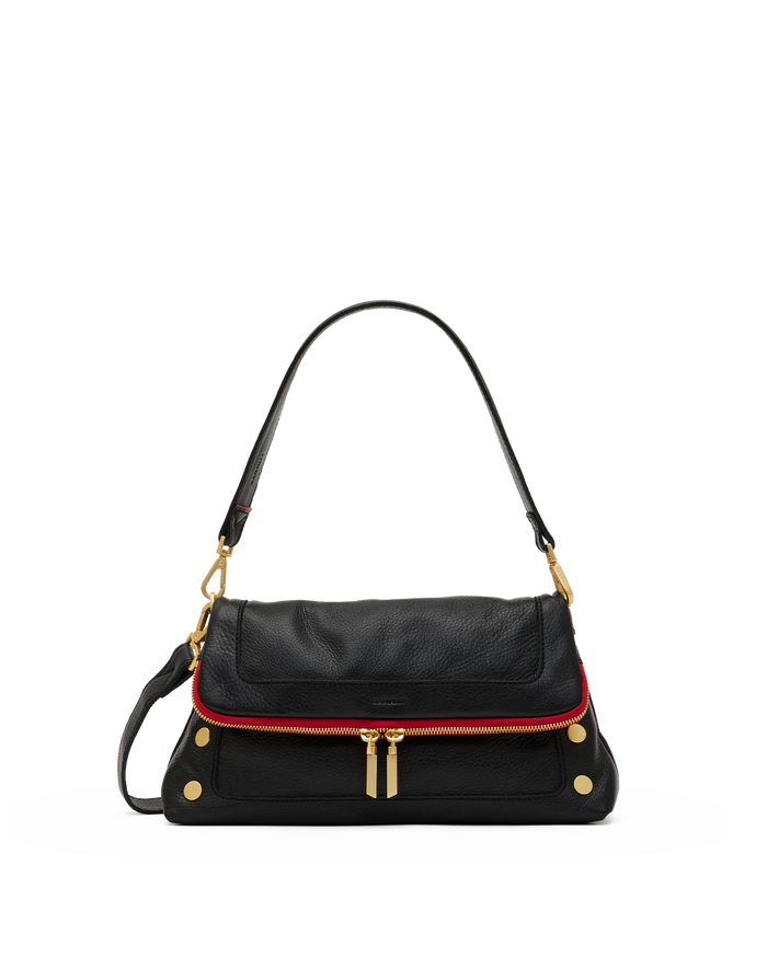 Beverly | Black/Brushed Gold Red Zip | Med