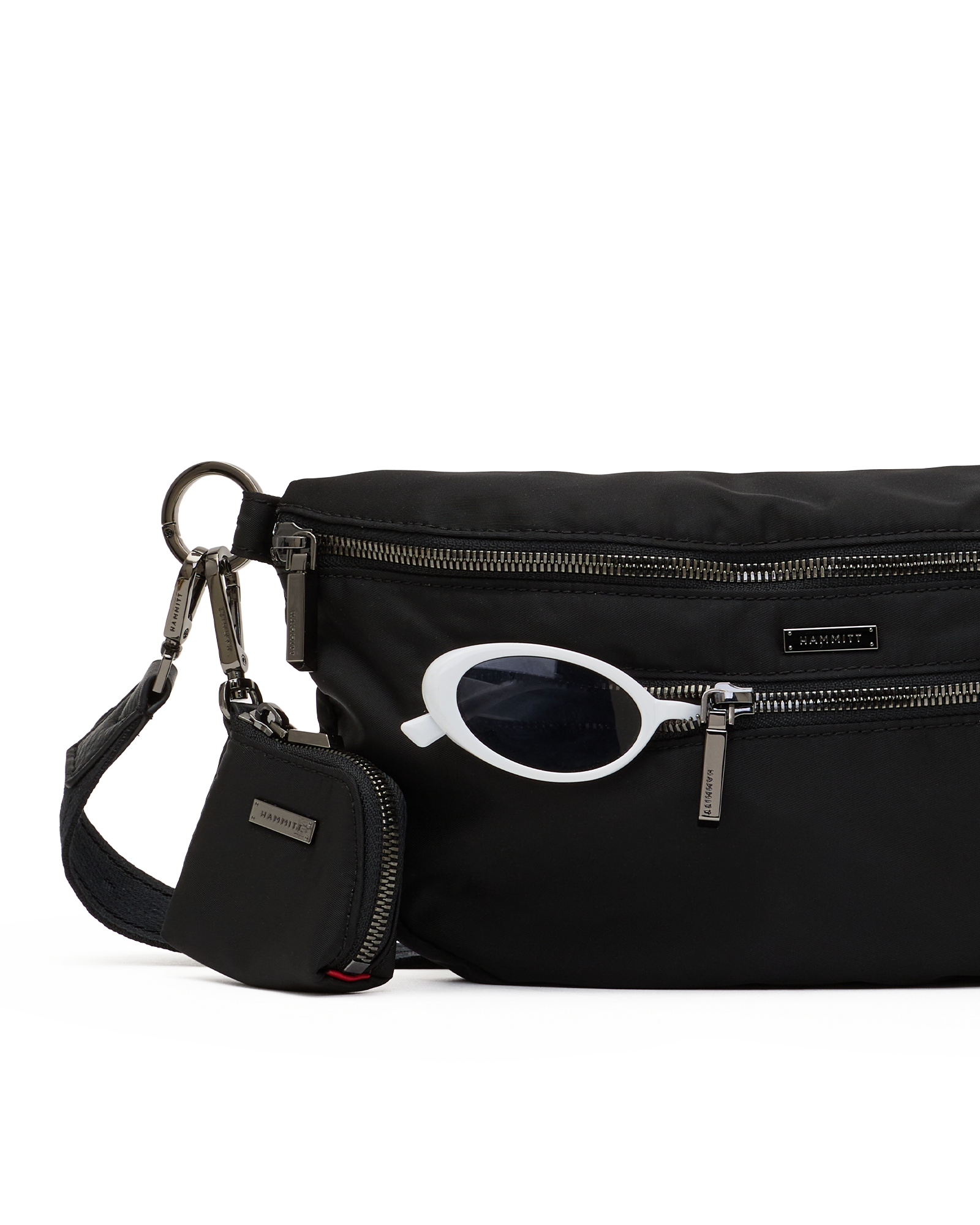 Charles-Crossbody-Lrg-Black-Nylon-GM-Front-View-Detail