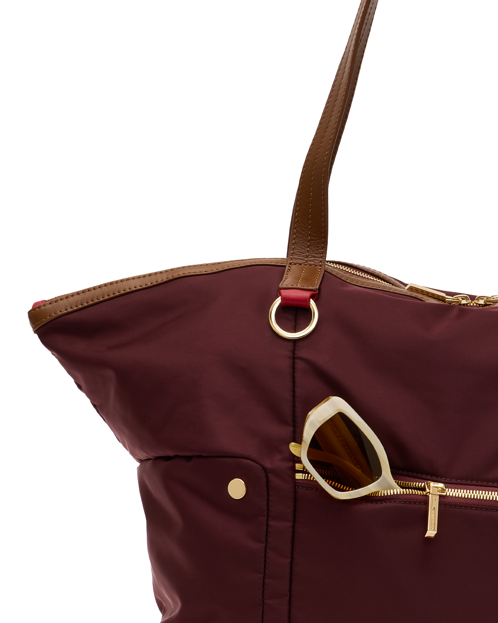 Zoe-Tote-Wine-Nylon-G-Front-View-Detail