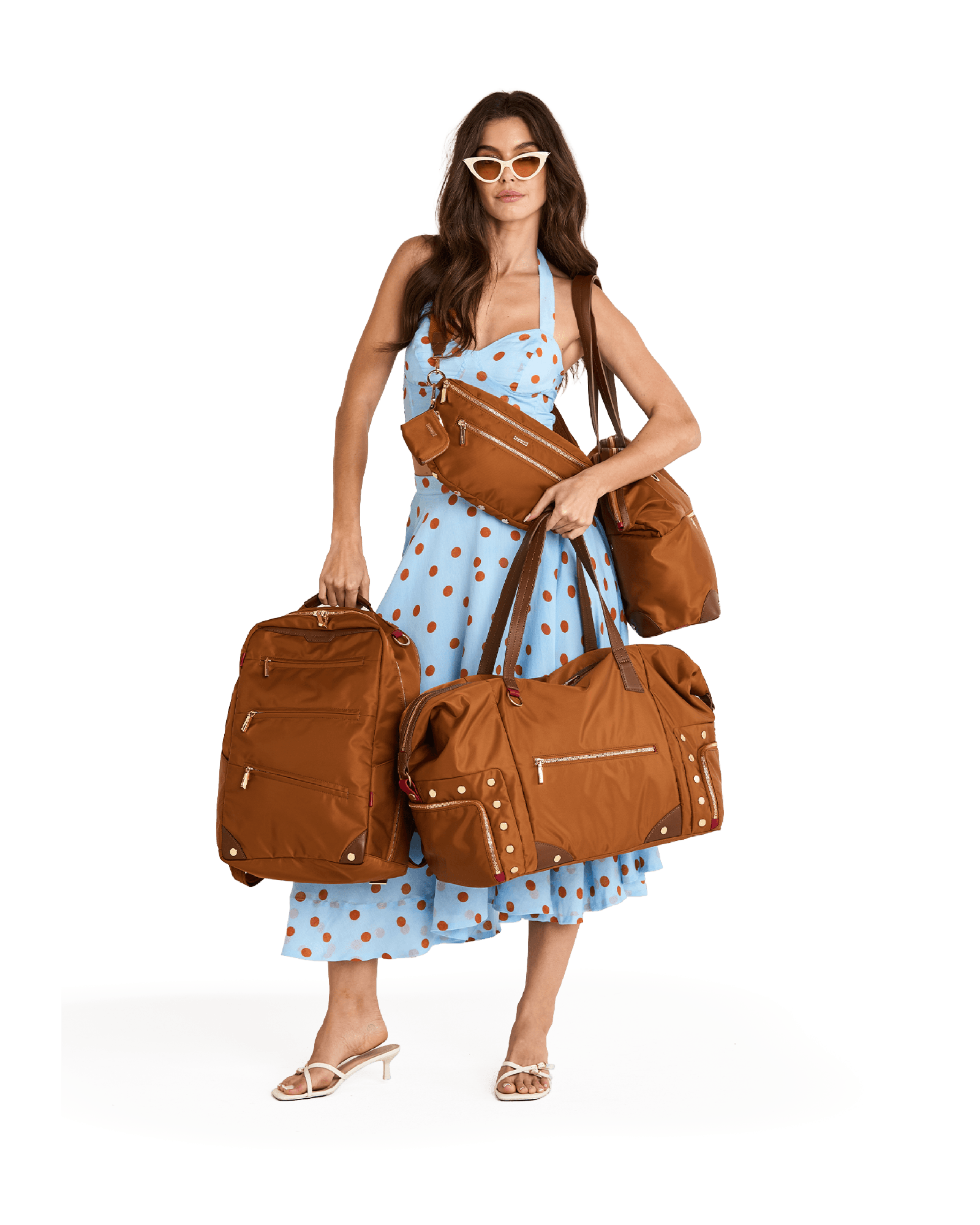 Zoe-Tote-Amber-Nylon-G-Model-View-3