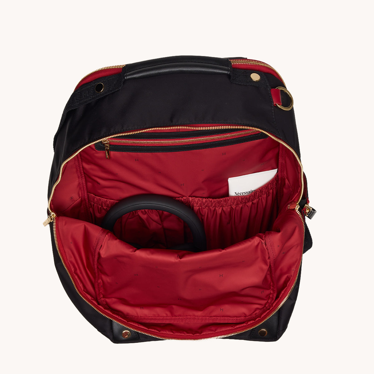 Eden-Backpack-Black-Nylon-G-Red-Zip-Inside-View