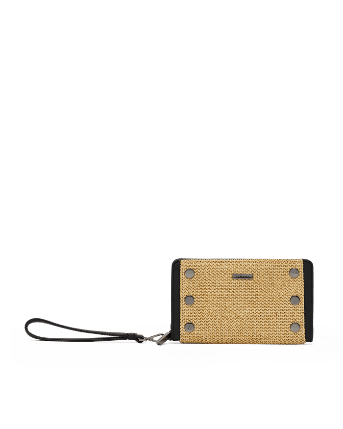 Bryant Wallet | Noir Smooth Raffia/Gunmetal