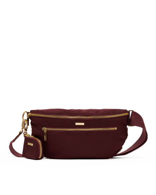 Charles-Crossbody-Lrg-Wine-Nylon-G-Front-View