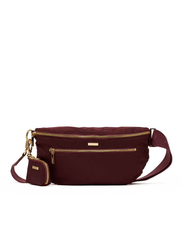 Charles Crossbody | Wine Nylon/Gold | Lrg