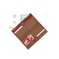 A brown textured leather zippered wallet shown open on a white background, containing cards, cash, and coins.