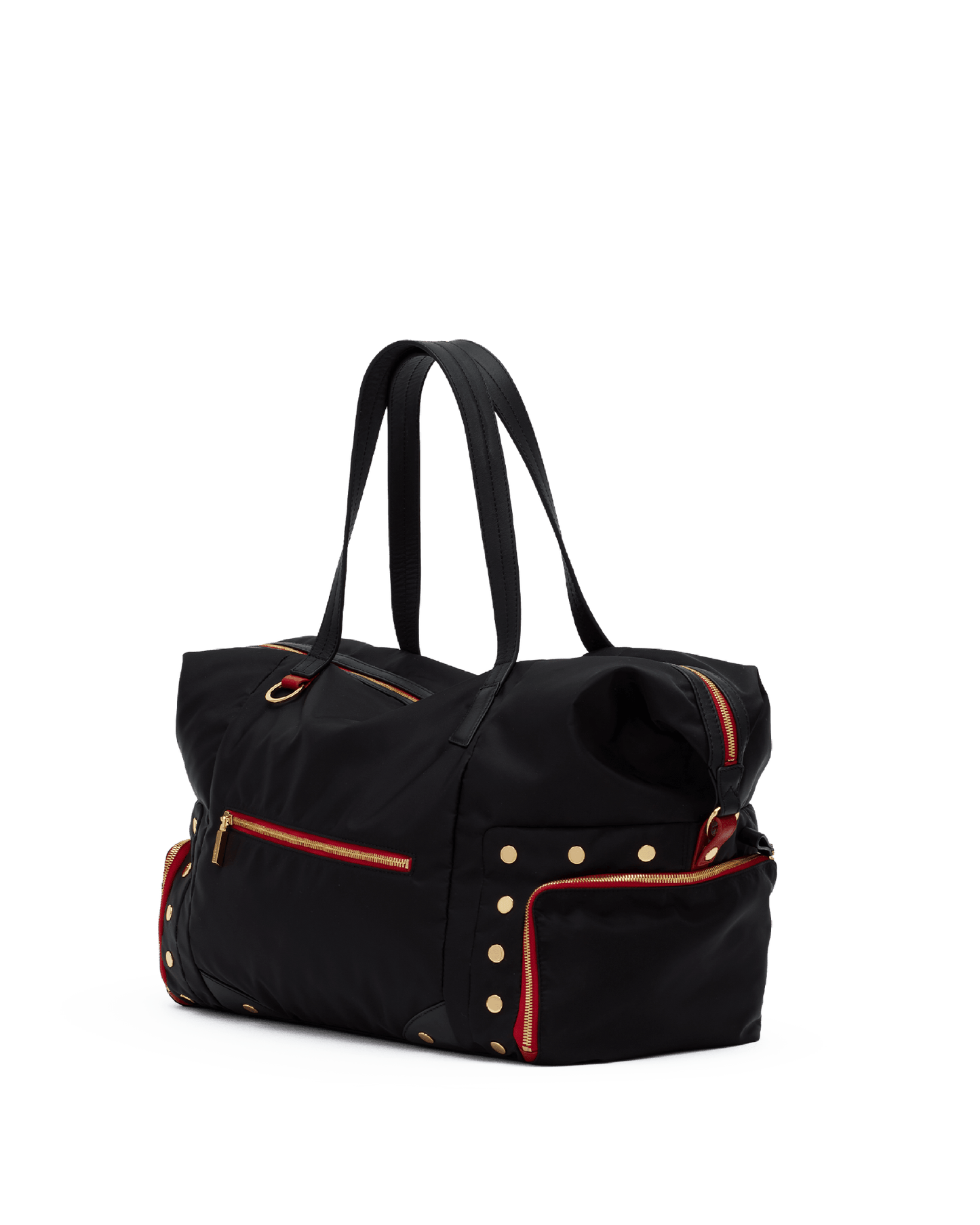 Ivy-Weekender-Black-Nylon-G-Red-Zip-Front-View-2
