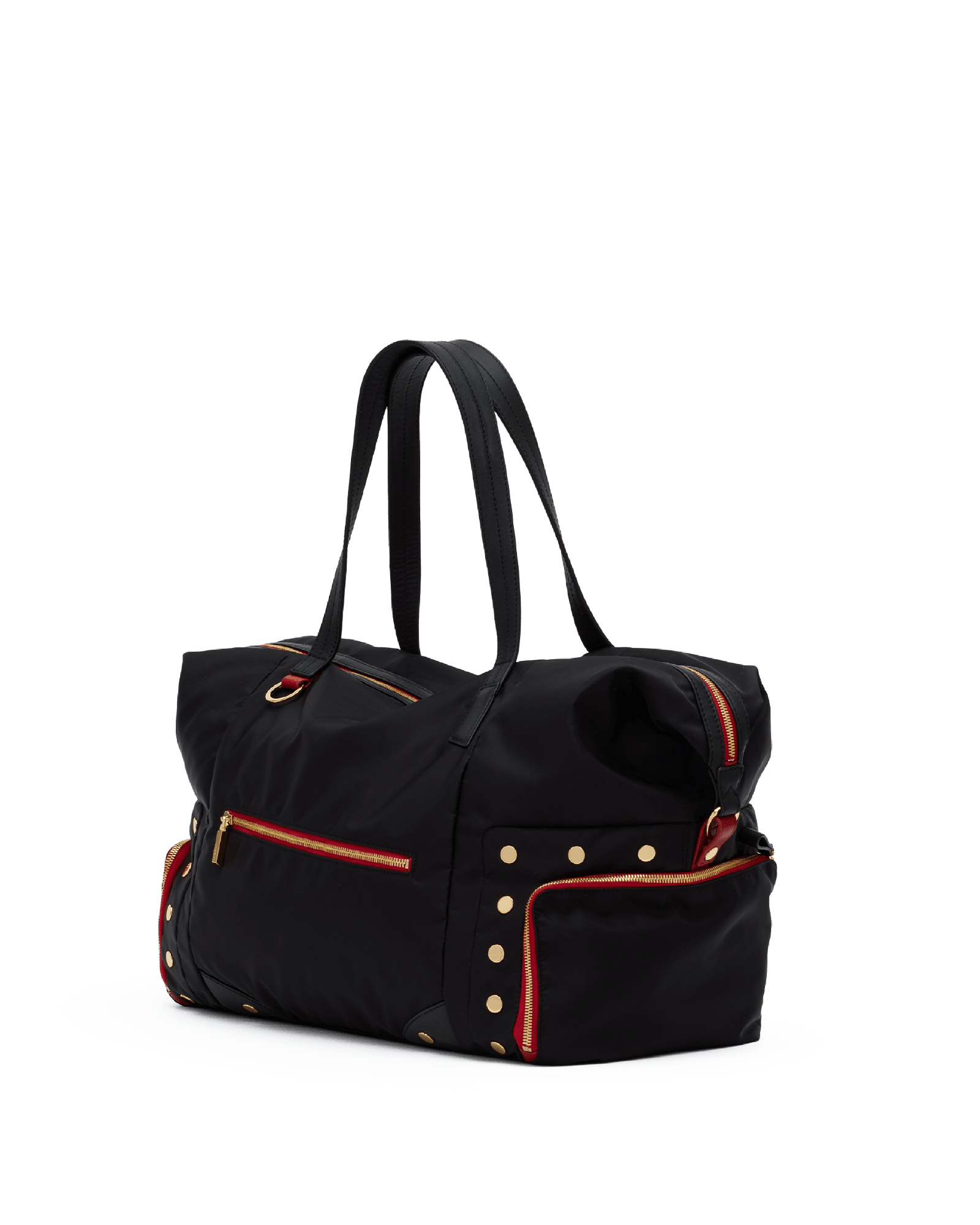 Ivy-Weekender-Black-Nylon-G-Red-Zip-Front-View-2