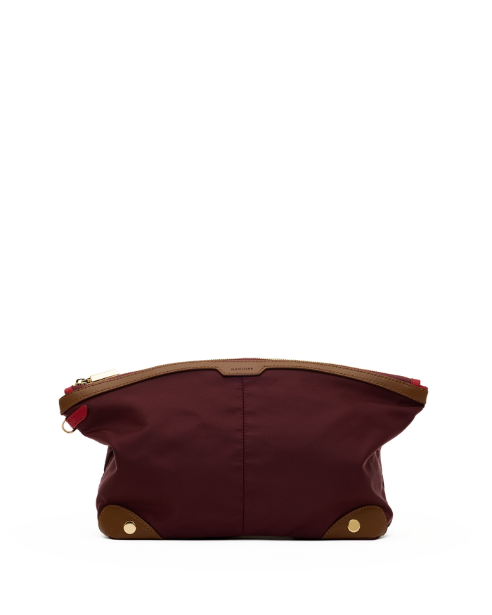 Nicky Travel Pouch | Wine Nylon/Gold | Lrg