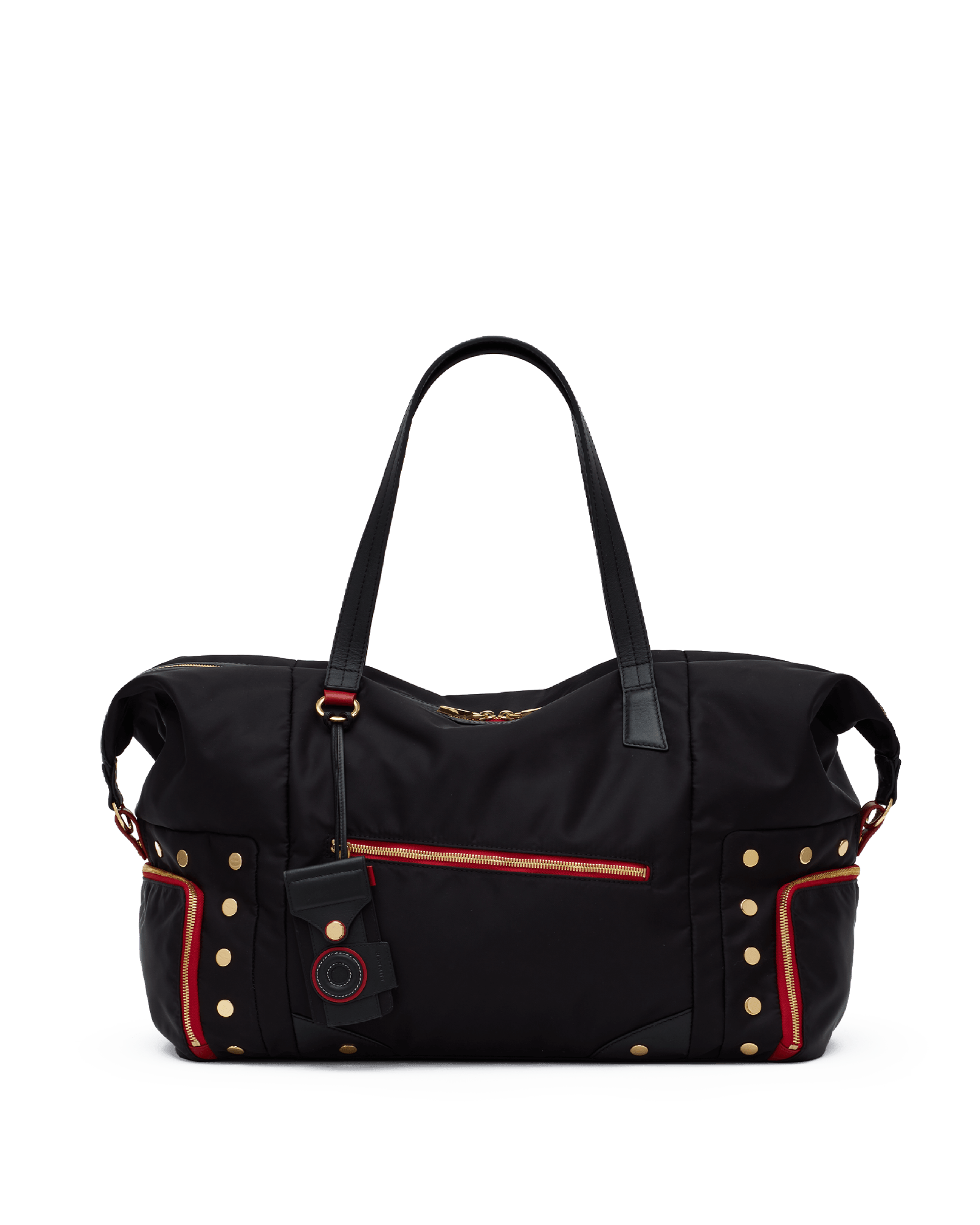 Ivy-Weekender-Black-Nylon-G-Red-Zip-Detail-View