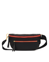 Charles Crossbody | Black/Brushed Gold Red Zip | Lrg