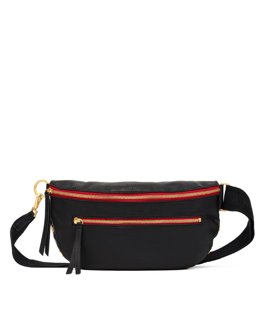 Charles-Crossbody-Lrg-Black-BG-Red-Zip-Front-View