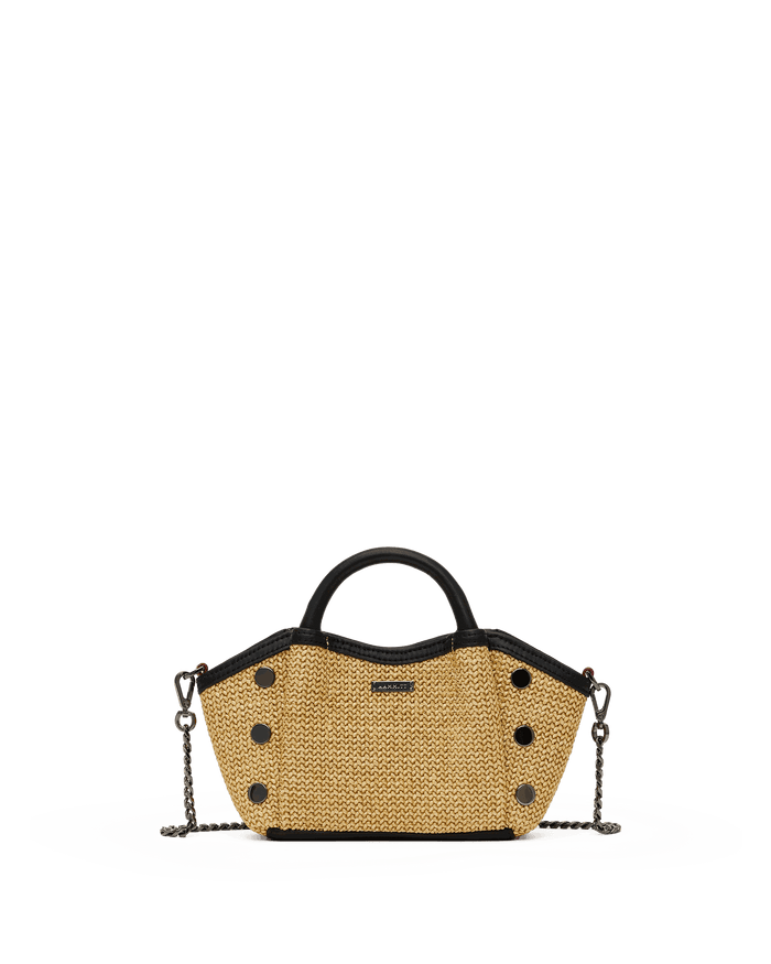 Paul | Noir Smooth Raffia/Gunmetal | Mini