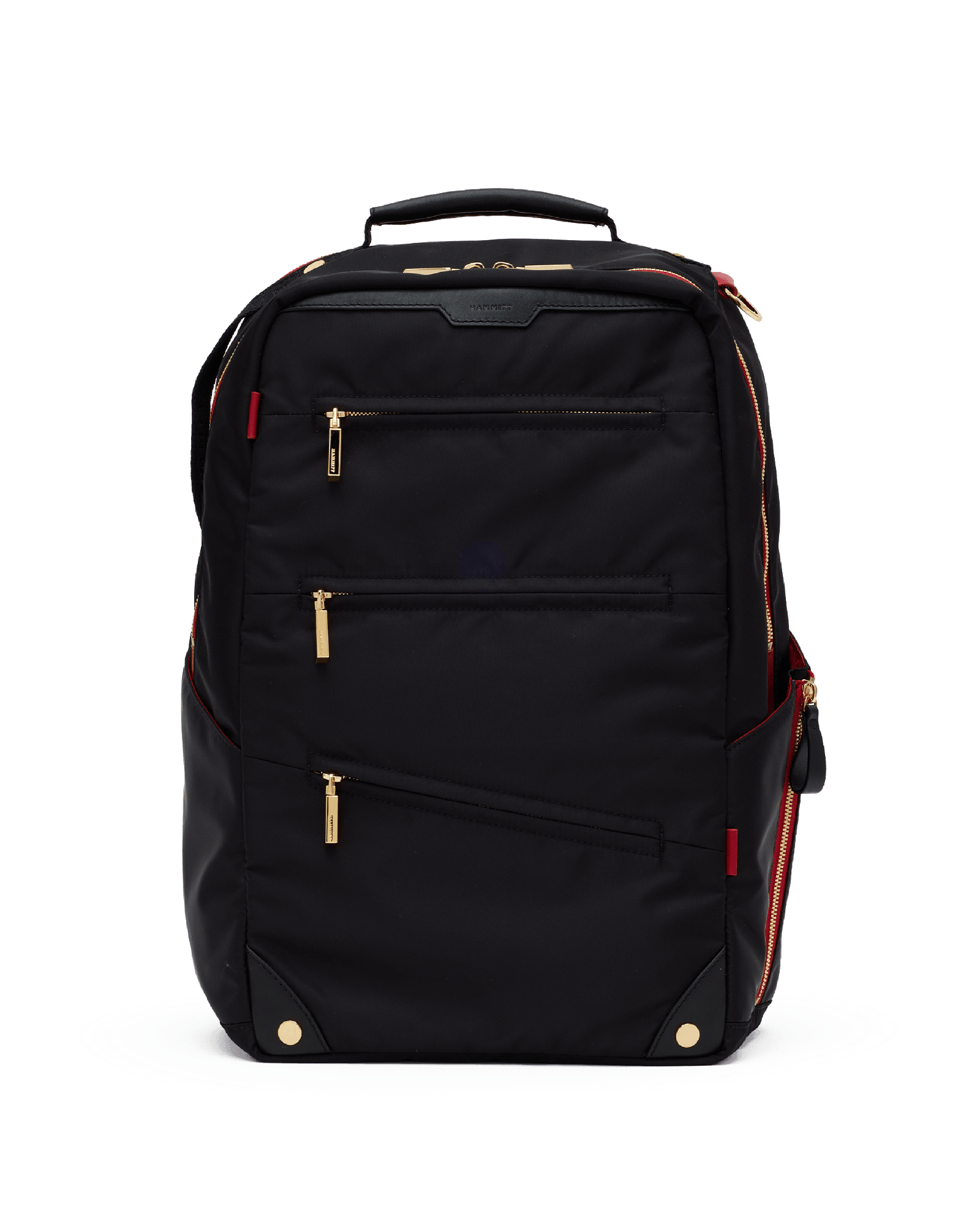 Eden-Backpack-Black-Nylon-G-Red-Zip-Front-View-2