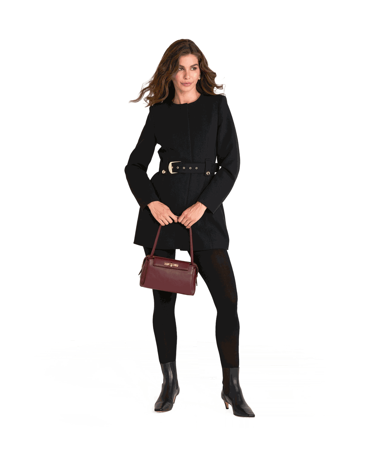 Model height is 5'9.5''