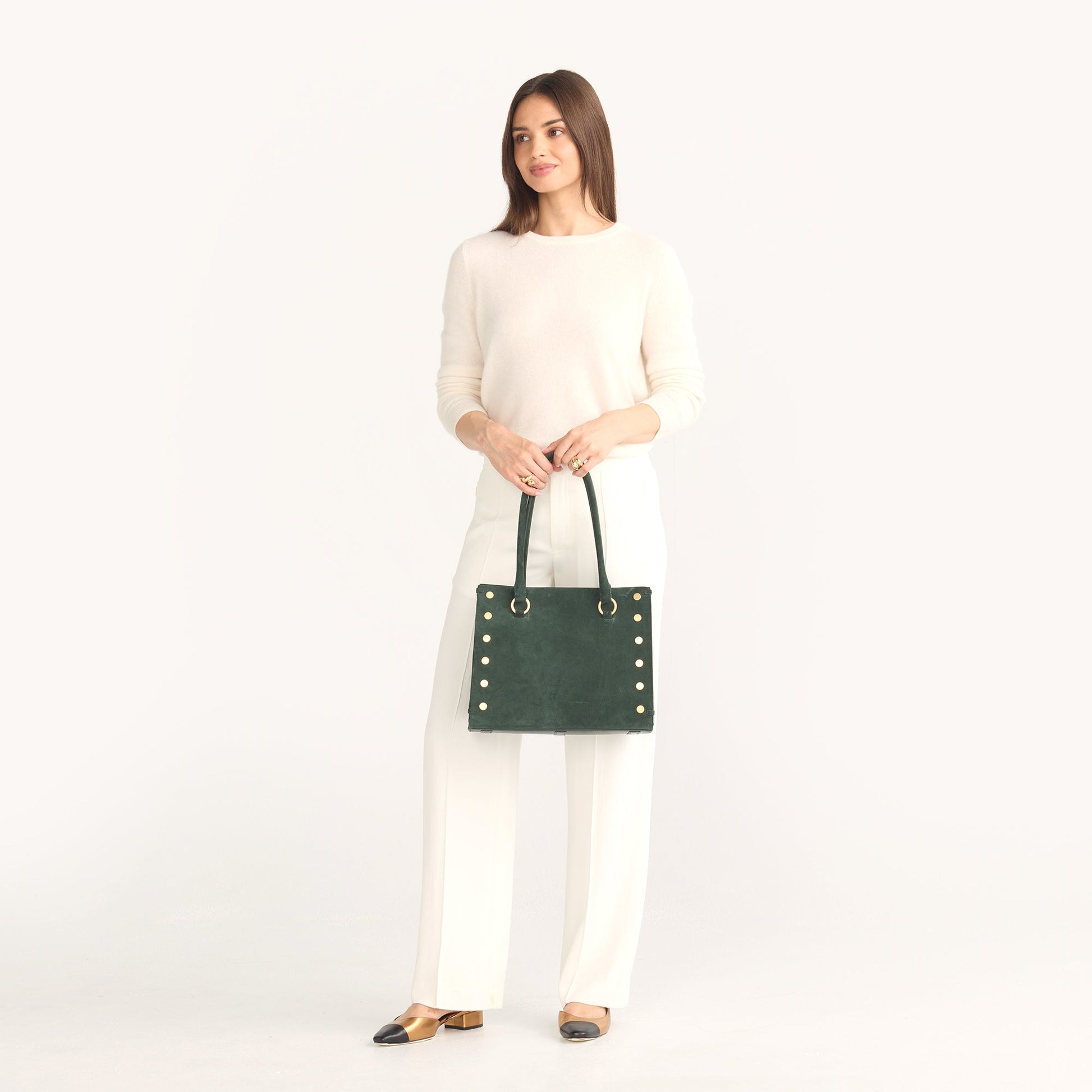 Model height is 5'8.5''