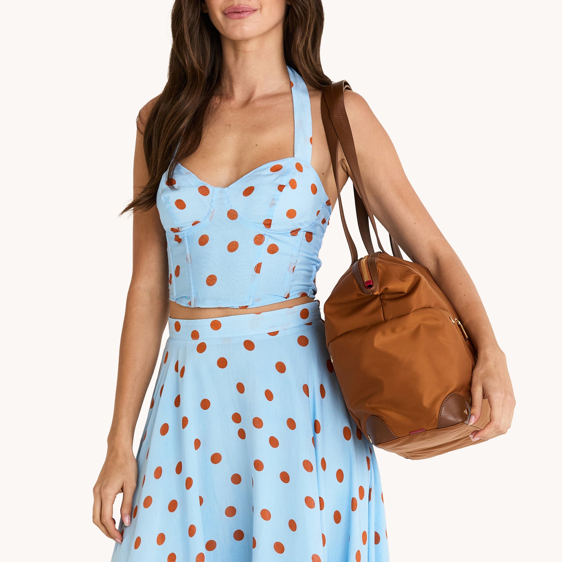 Zoe-Tote-Amber-Nylon-G-Model-View-2