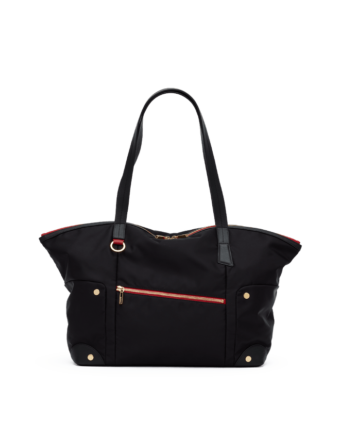 Zoe Tote | Black Nylon/Gold Red Zip