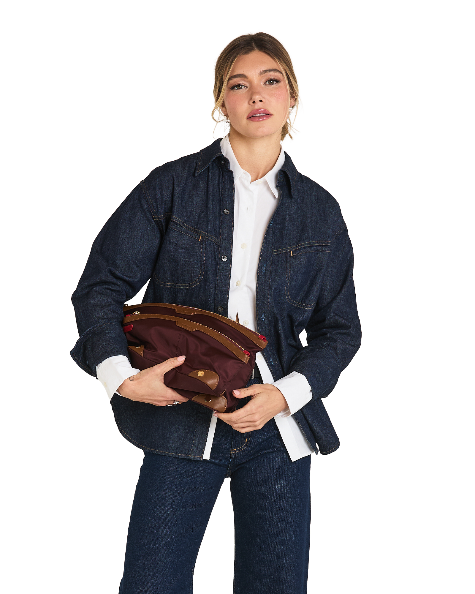 Nicky-Travel-Pouch-Short-Wine-Nylon-G-Model-View-2