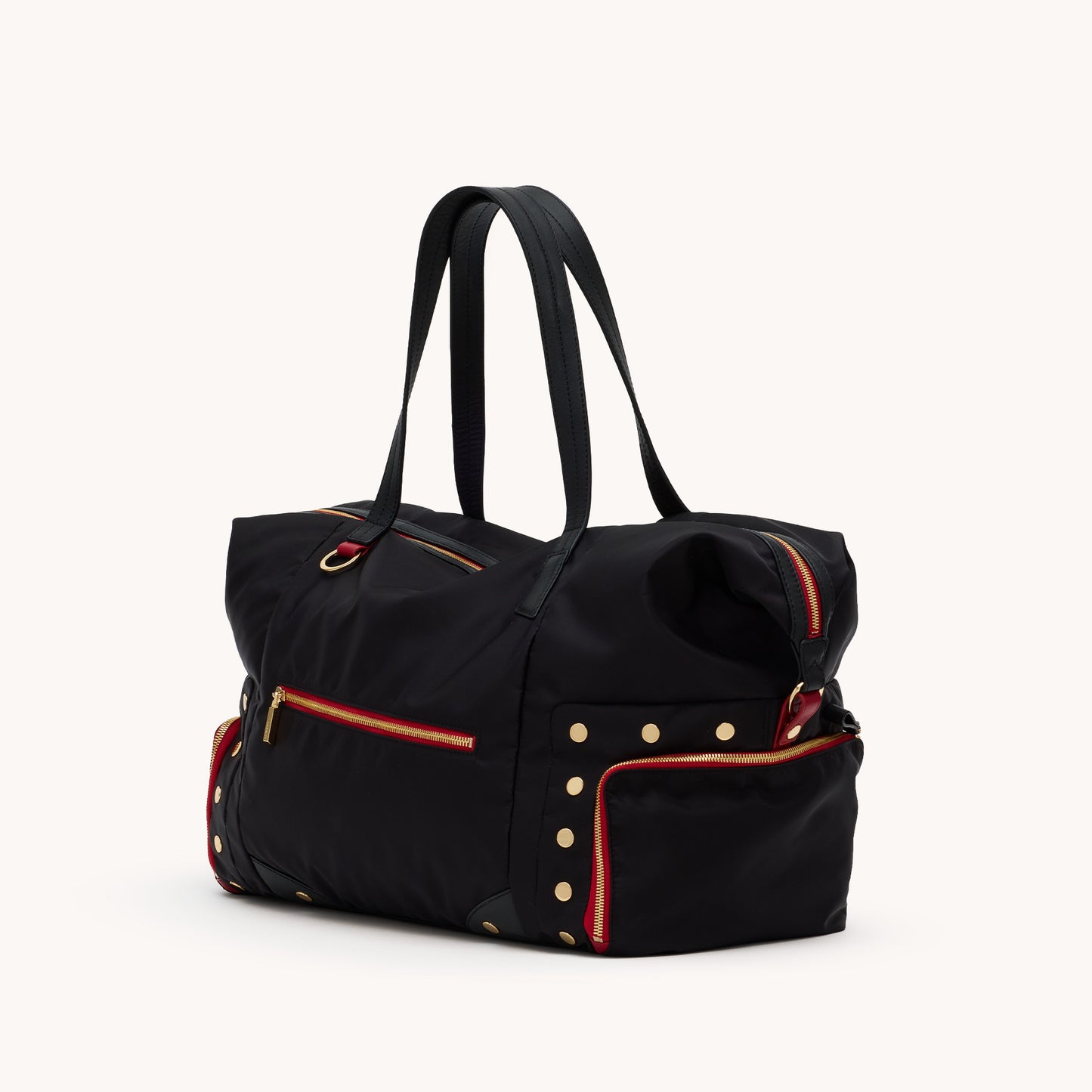 Ivy-Weekender-Black-Nylon-G-Red-Zip-Front-View-2