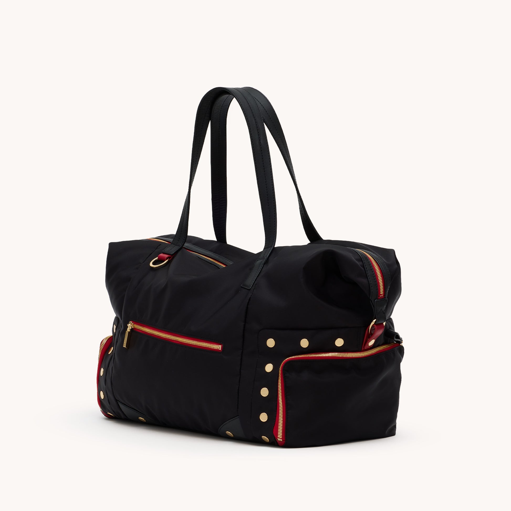 Ivy-Weekender-Black-Nylon-G-Red-Zip-Front-View-2