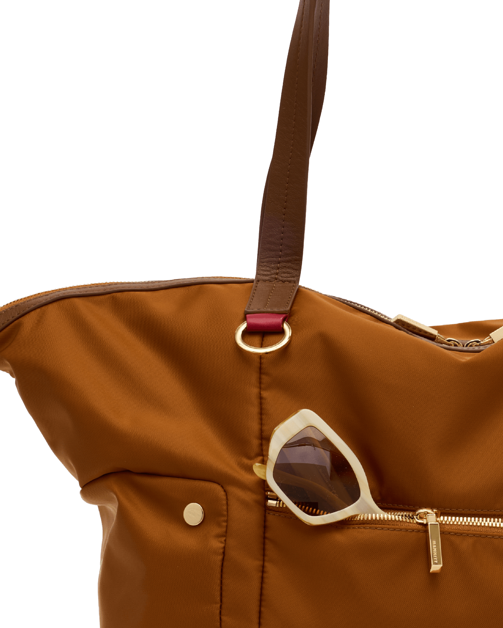 Zoe-Tote-Amber-Nylon-G-Front-View-Detail