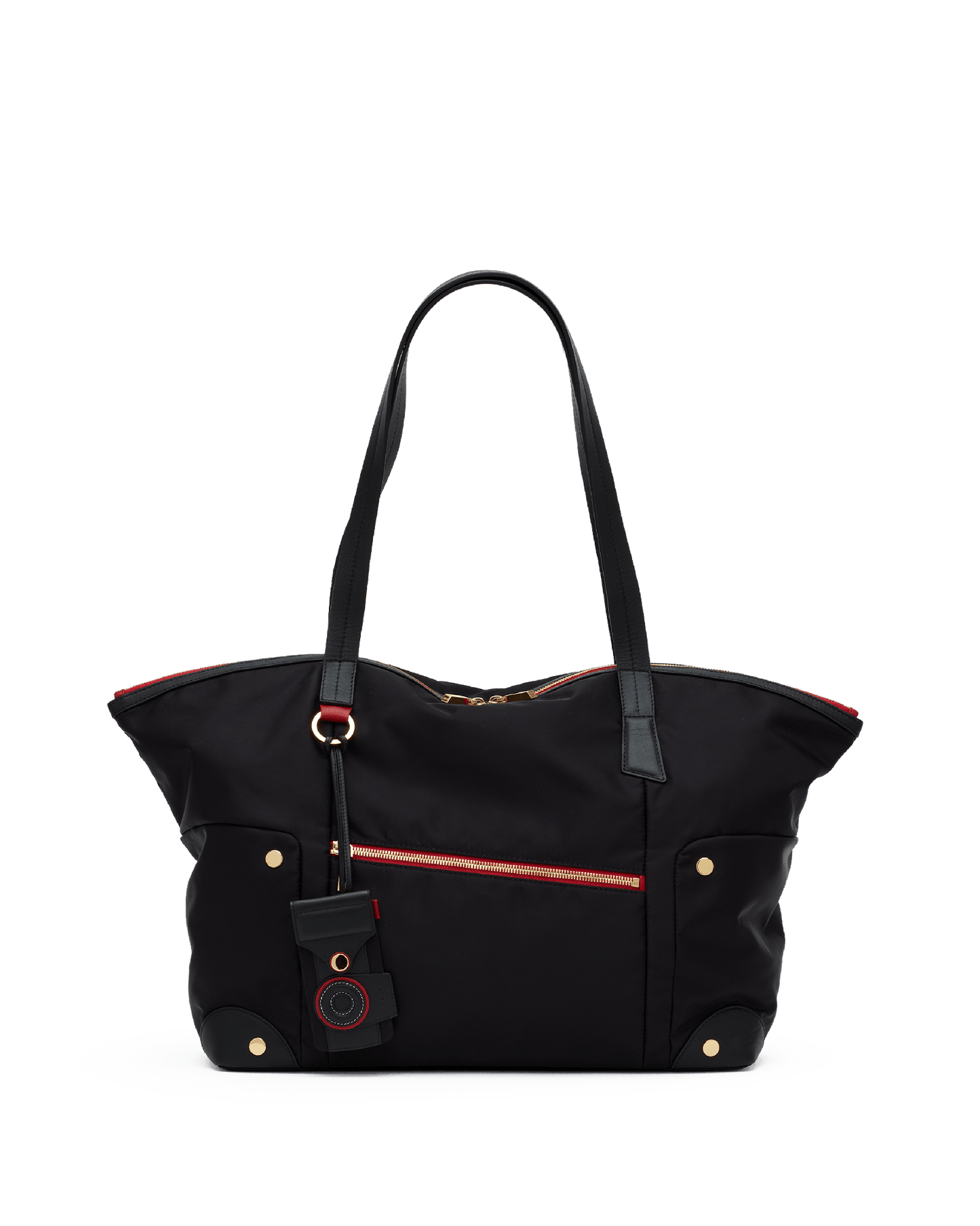 Zoe-Tote-Black-Nylon-G-Red-Zip-Crossbody-View