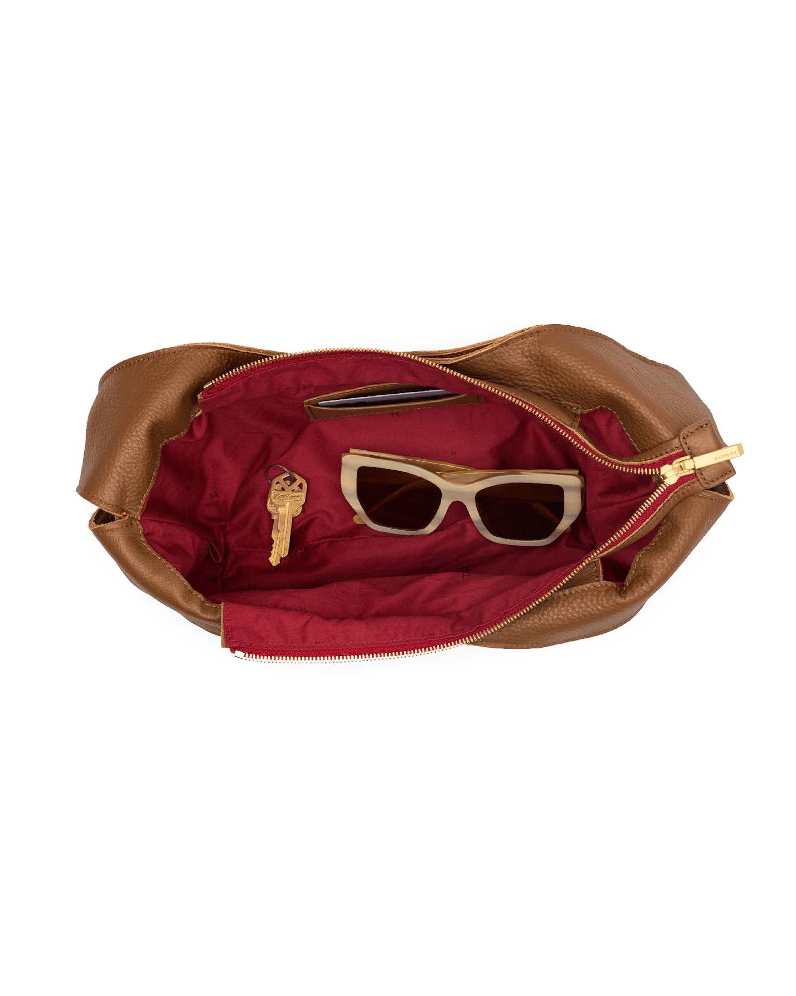 Tom-Zip-Med-Mahogany-Pebble-BG-Red-Zip-Inside-View