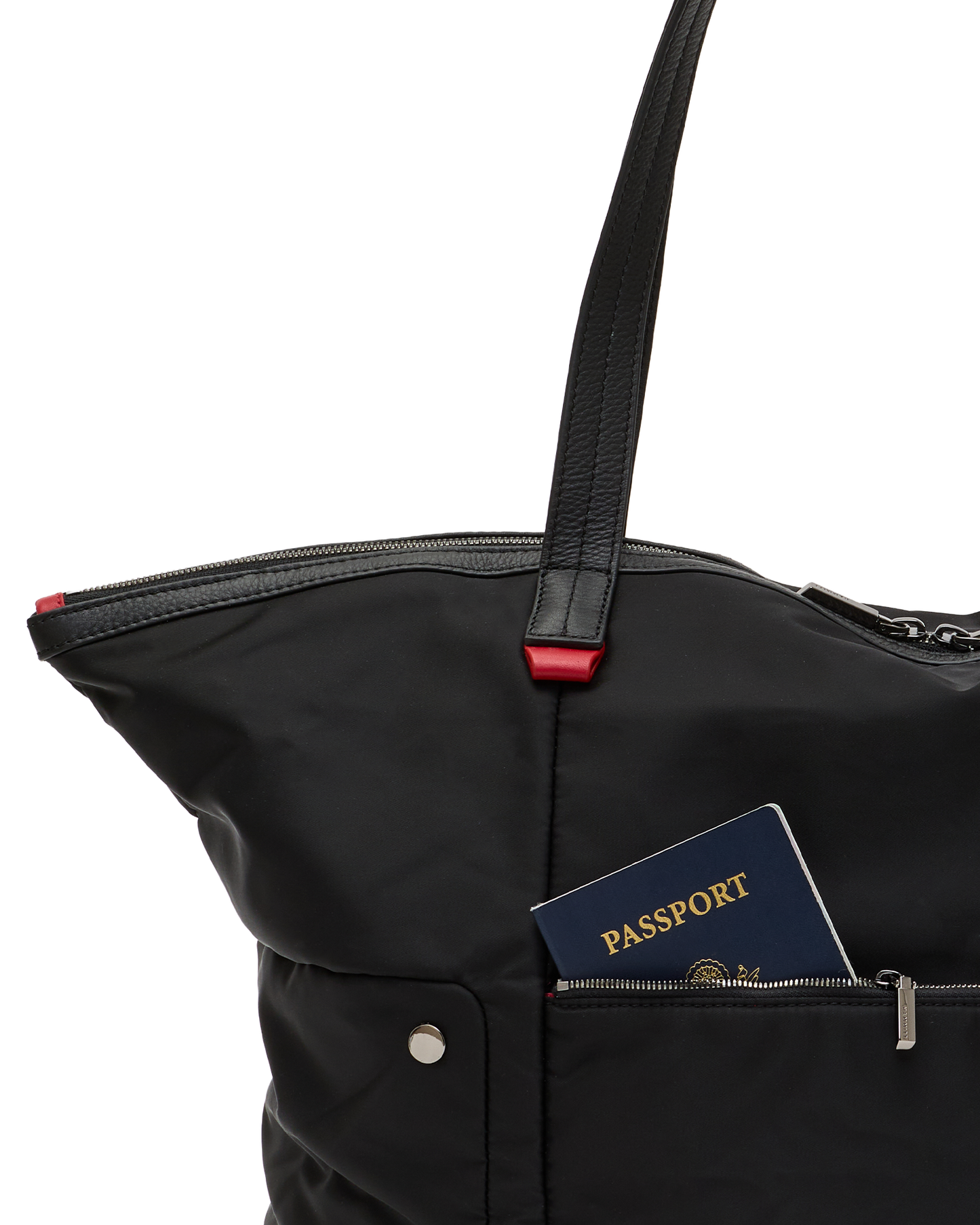 Zoe-Tote-Black-Nylon-GM-Back-View-Detail