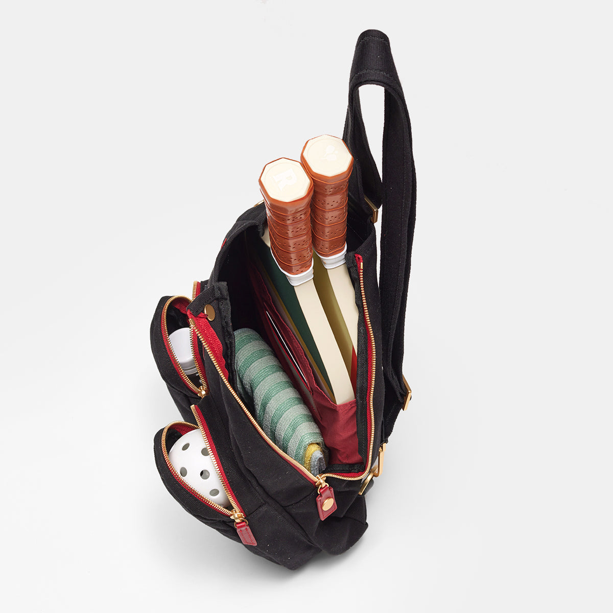 Courtside-Sling-Black-BG-Red-Zip-Inside-View