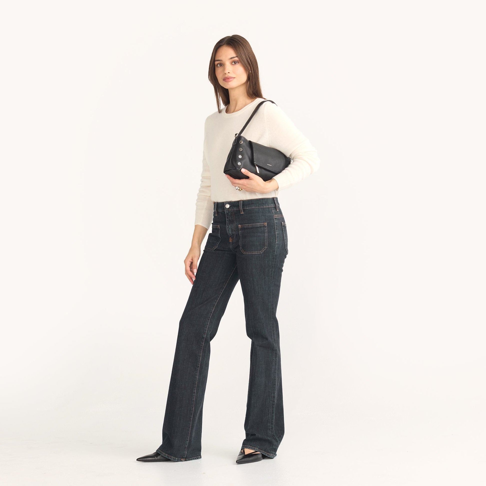 Model height is 5'8.5''