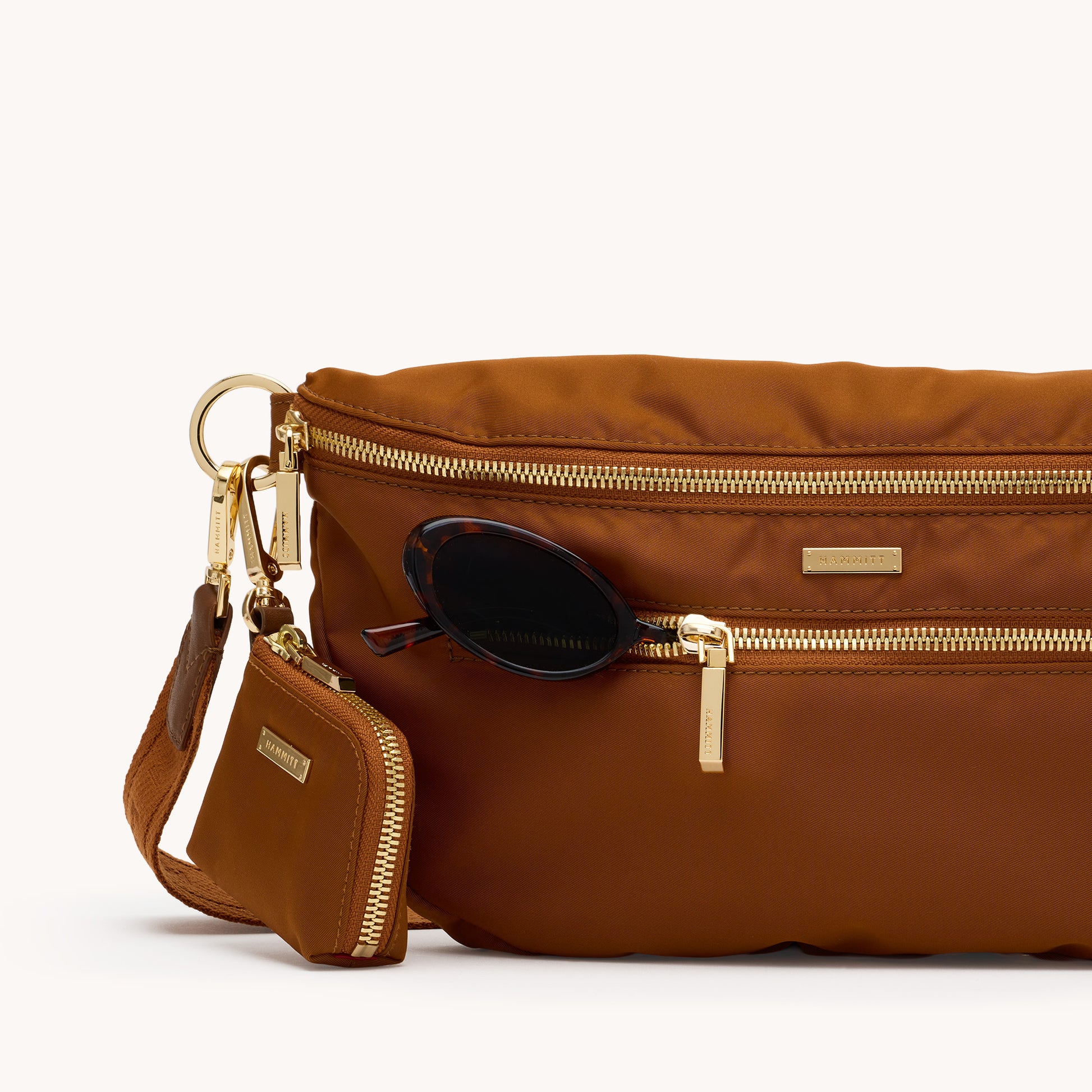 Charles-Crossbody-Lrg-Amber-Nylon-G-Front-View-Detail