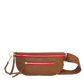 Charles Crossbody | Mahogany Pebble/Brushed Gold Red Zip | Med